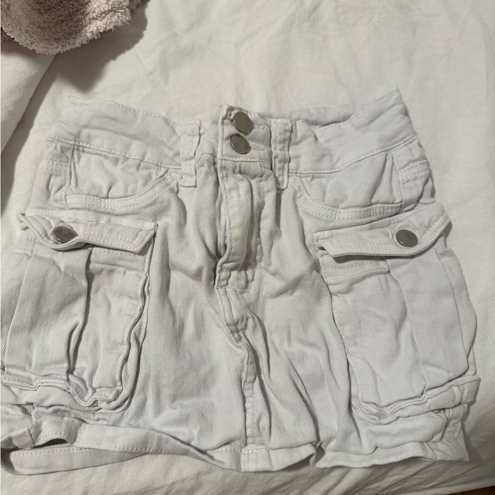 Women's White Cargo Skirt